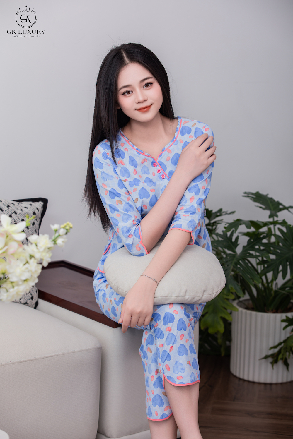 Bộ tay lỡ quần dài thô kate Gk43